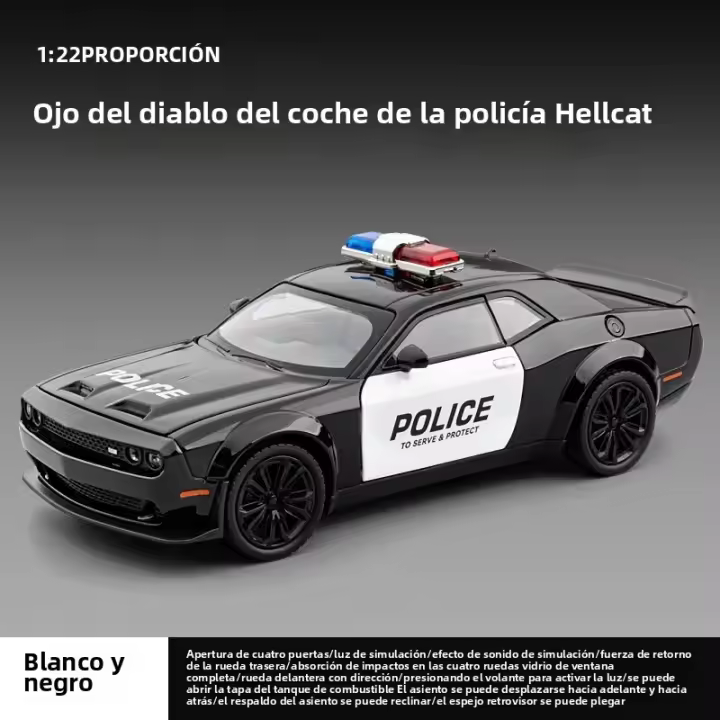 Modelo De Coche Deportivo De Aleación Challenger Redeye Hellcat Police 1:22 Con Sonido Y Luz Juguete De Colección Decoración Regalo - 1