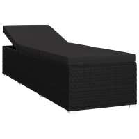 vidaXL Tumbona con cojín de ratán sintético 195x60x31 cm Gris, Negro, Sillas de Exterior Ideal para jardín, playa, piscina, terraza Tumbona Piscina Tumbonas Playa Tumbonas Jardín Exterior - details 1