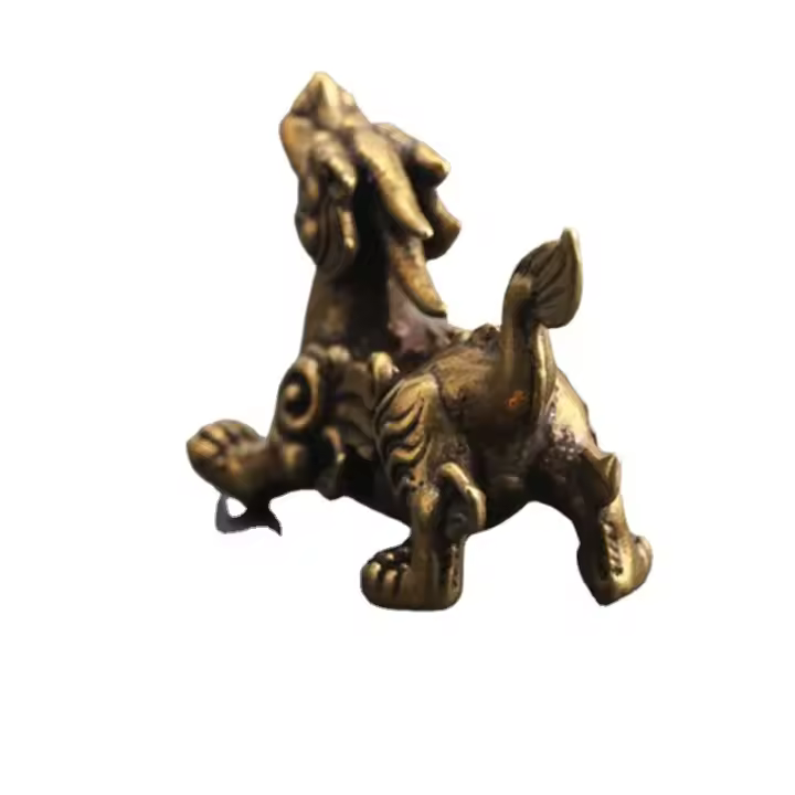 2pcs Pares De Cuernos De Delfín Y Caudal De Oveja Decoración De Hogar De Animales Mitológicos Chinos Cabeza De Dragón Y Cuernos De Ciervo En Latón Para Adornos Del Hogar - 1
