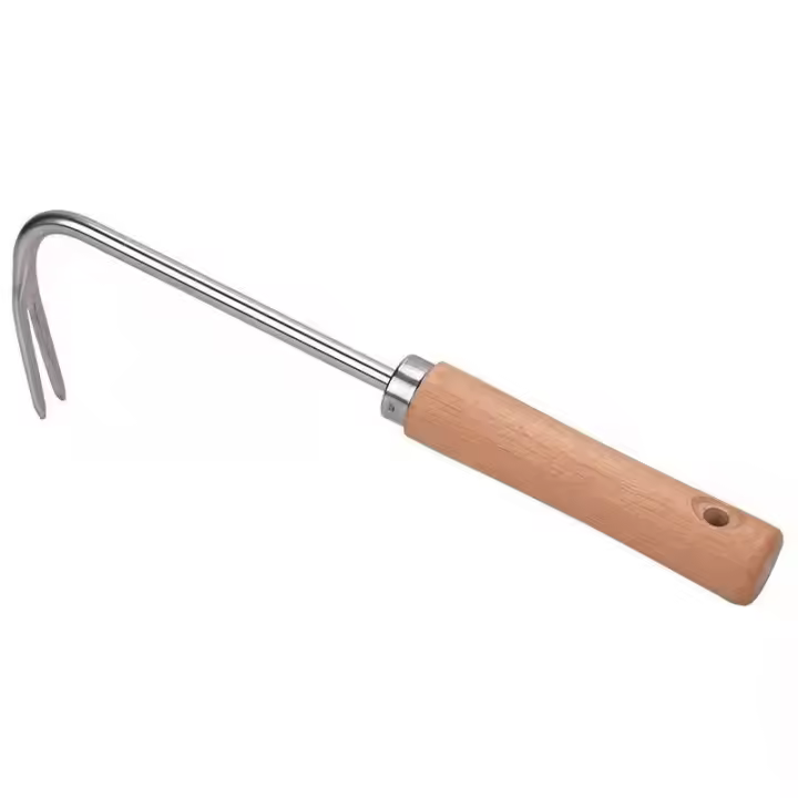 Desmalezador de acero inoxidable, desmalezador manual con mango de madera, desmalezador de jardín para desmalezar, cavar, tirar - 1