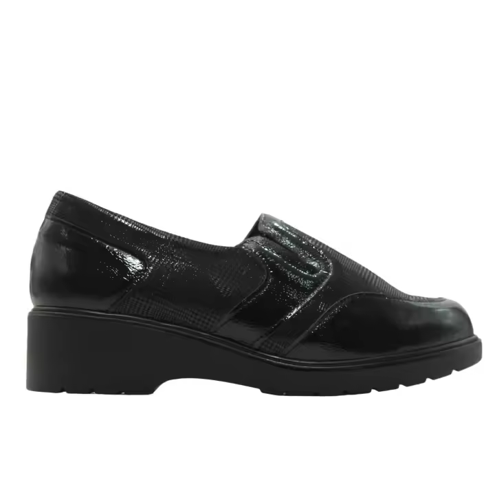 PITILLOS 11521 Mocasines de piel grabada, ancho especial, elásticos laterales, cuña, suela goma, para señora - 1