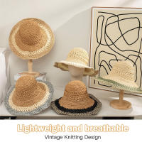 Sombrero de Paja de Verano para Mujer, Sombrero de Playa de Ala Ancha con Protección UV, Cómodo y Transpirable, Ajustable y Plegable, Ideal para Viajes y Aire Libre (Gris/Negro/Verde/Khaki/Beige) - details 2