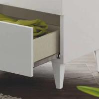Meimon Mesita LOFT 2 cajones 49x50x34 cm, melamina E1 blanco brillo, cajones MDF lacado texl, guías metálicas extraíbles, patas ABS, cantos PVC y melamínicos, carga máx. 15 kg, embalaje 635x400x104 mm, peso 11,65 kg, volumen 0,026 m³ - details 2