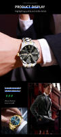 Reloj De Lujo Para Hombre Con Dial De Diamante Y Correa De Acero Inoxidable Reloj Deportivo Con Luz Nocturna Y 3Bar Estilo Negocios Color Azul Y Oro - details 10