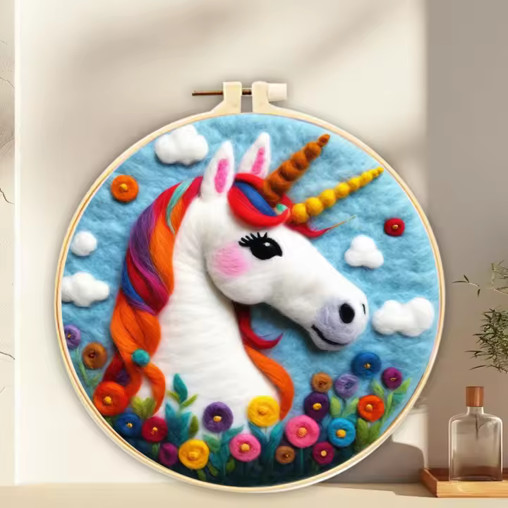 Kit De Pintura De Lana GATYZTORY Con Unicornio Oveja Y Ciervo Para Manualidades DIY 20x20cm Herramientas De Terciación De Lana - 1