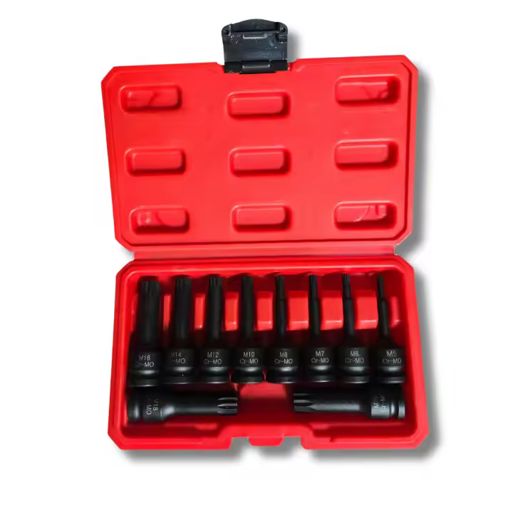 Juego de 10 Puntas XZN o Spline de Impacto 1/2" (5-20mm) 12 caras con Maletín – 5, 6, 7, 8, 10, 12, 14, 16, 18, 20mm multipunta puntas - 1