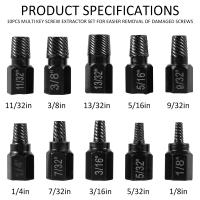 Kit De Extraedores De Tornillos 10Pcs Set De Retirador De Tornillos Rotos En Acero De Aluminio Multi-Spline Herramienta Para Bricolaje Y Reparación - details 1