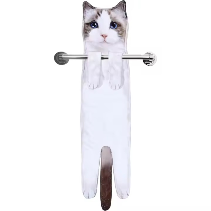 Divertidos Gatos Toallas de Mano Suspendible- Decoración Gato Baño Cocina - Toalla Absorbent Animal Regalos Navidad Amigos Invisibles-Regalos Originales Graciosos Mujer Amantes de Los Gatos - 1
