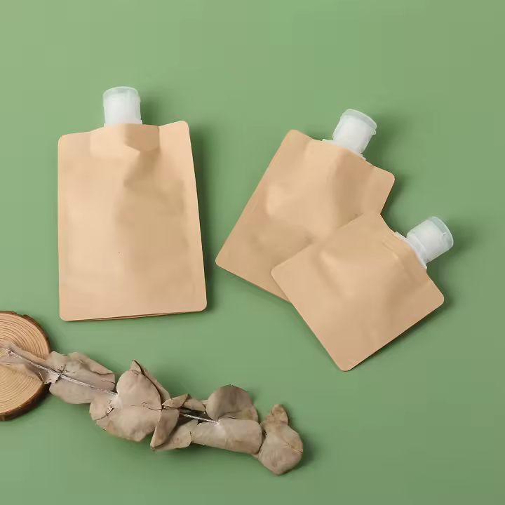 Set De 3 Bolsas De Maquillaje Reutilizables De Papel Kraft Transparente Y Adecuadas Para Viajes Con Taponamiento De Succión Auto-soportante De 30/50/100ml - 1