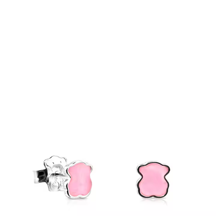 Pendientes de Plata de Primera Ley para Mujer with Cierres a Pression y Motivo de 9mm en Gema Preciosa, Versátil y Elegante, Colección Color - 1