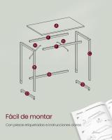Escritorio Industrial Compacto - 60x120x76 cm, Mesa de Oficina y Estación de Trabajo, Ideal para Teletrabajo, Estudio y Dormitorio, Estructura de Metal - details 5