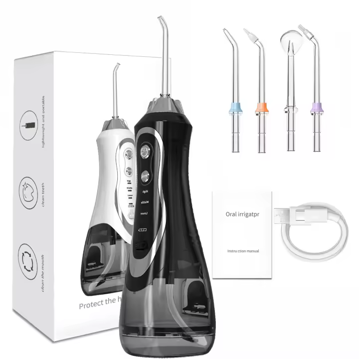 Irrigador bucal portátil con 3 modos, 7 boquillas intercambiables, limpiador dental recargable IPX7 resistente al agua para casa y de viaje - Depósito extraíble de 300 ml-Cecodadi - 1