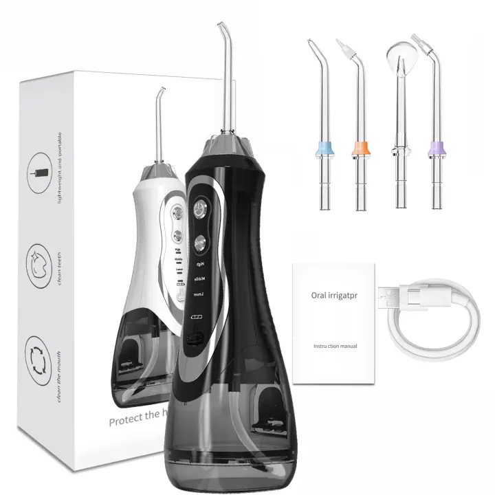 Irrigador bucal portátil con 3 modos, 7 boquillas intercambiables, limpiador dental recargable IPX7 resistente al agua para casa y de viaje - Depósito extraíble de 300 ml-Cecodadi - 1