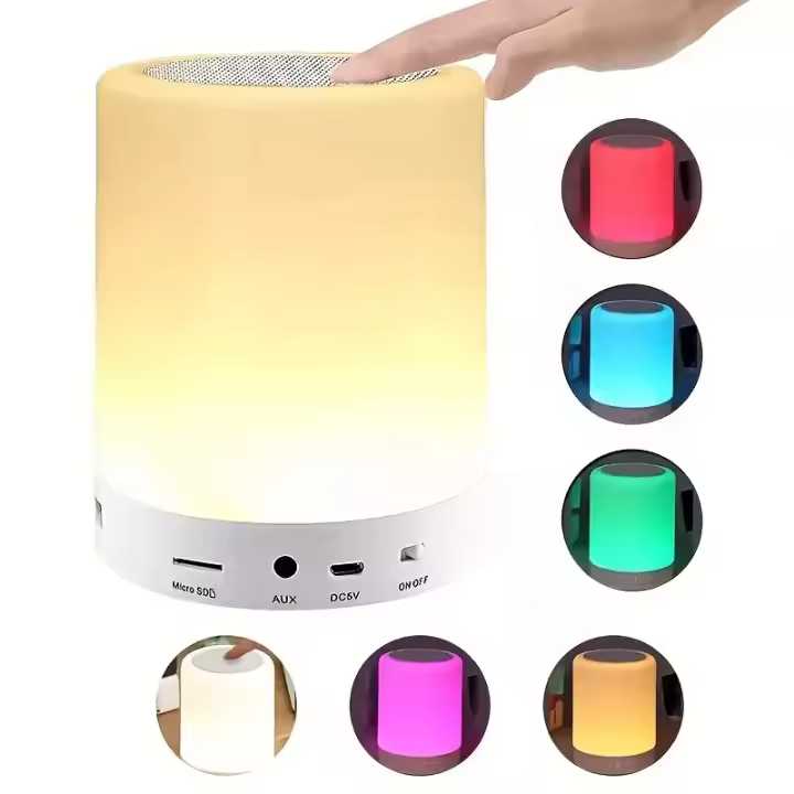 Lámpara De Noche Con Altavoz Bluetooth Inalámbrico Y Luz LED Táctil Regalo Para Niños Tablea De Iluminación Atmosférica Ajustable Con Colores Variados - 1