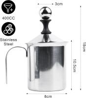 Batidora Espumadoras De Leche Manuales, 400ml Arce Inoxidable Leche Manual Frother Doble Colador Para Espuma De Leche Capuchino O Expreso Macchiato - details 0