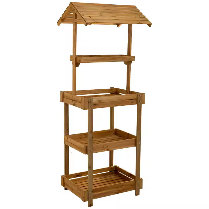 Estantería expositor de madera de 4 bandejas 62.5x50x165h cm - 1