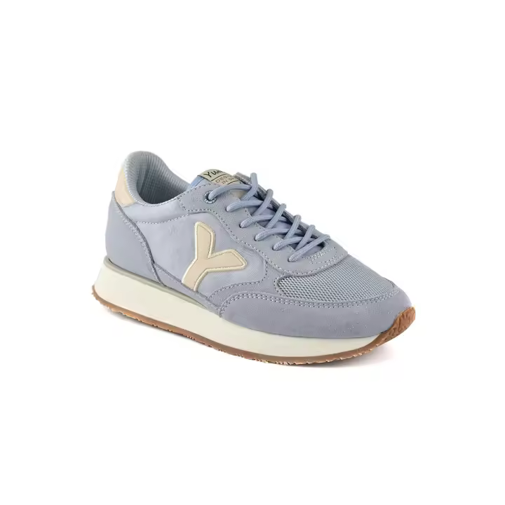 YUMAS Isis malva Zapatilla deportiva sneaker mujer Azul Piel serraje y Nylon- Cómoda, Versátil y Casual - 1