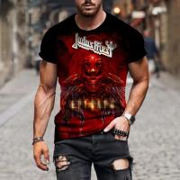 Camiseta Oversize Trend Street Hip Hop Para Hombre Con Estampado 3D De Judas Priest Cuello Redondo Manga Corta Moda Casual - details 1