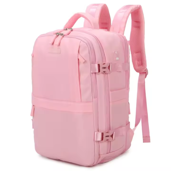 Mochila de viaje cabina expandible para Ryanair 40x25x20-25cm,con bolsa de zapatillas,mochila casual impermeable extensible compatible con portátil 14" - Negro/Olivo/Verde/AzulClaro/Rosa/Beige - 1