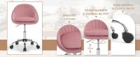 Silla Escritorio, Silla Oficina Giratoria, con Respaldo Amplio, Base Metalica con Ruedas, Terciopelo, para Oficina Estudio y Salon, Rosa - details 0