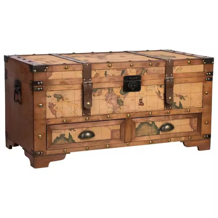 Baúl de madera marrón 90x45x45.5 - 1