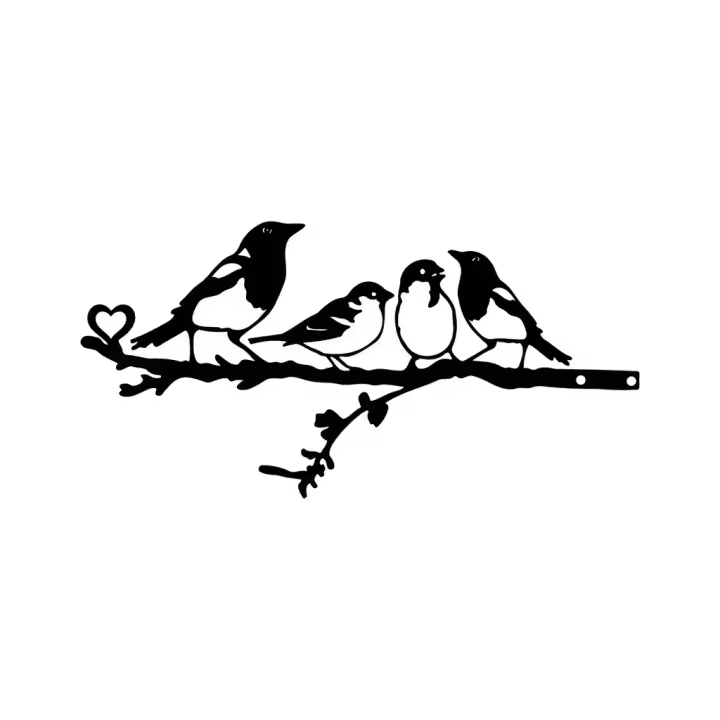 1Pc Arte De Pared Silueta De Acero De 4 Pájaros En Un Ramo Decoración De Jardín Patio Exterior Estilo Metálico Sin Originales Ni Certificaciones - 1