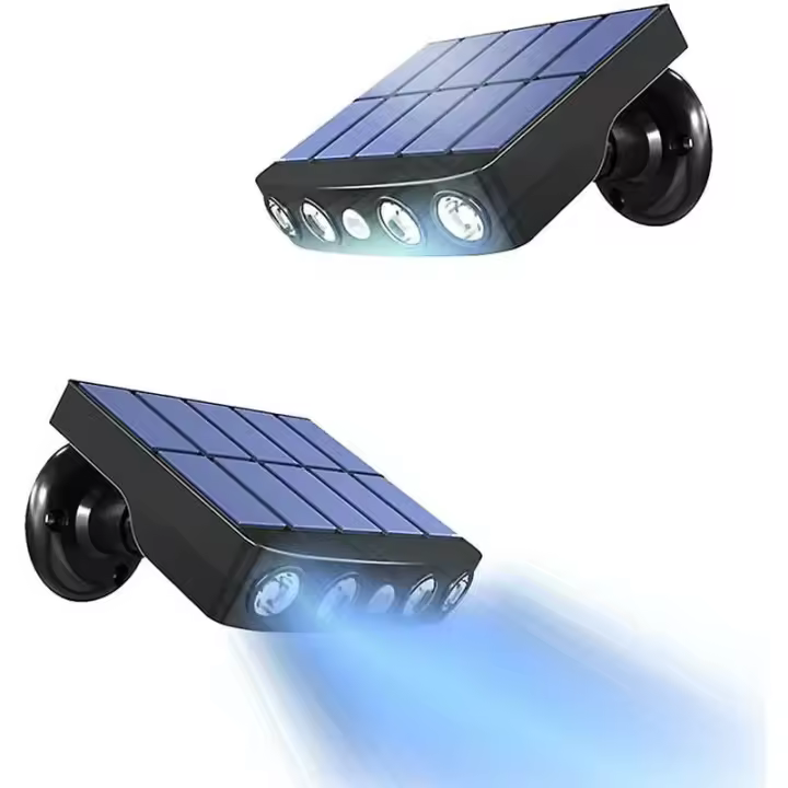 Luz solar para exteriores, [paquete de 2] Luz solar para exteriores, sensor de movimiento, foco solar para exteriores de 360° [1200 mAh], linterna solar impermeable para jardín al aire libre (negro) - 1