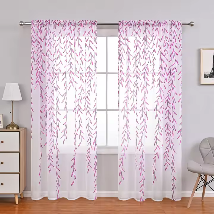 Mimbre-sala de estar sencilla, dormitorio cortinas, una sola pieza, W:140cm * L:260cm, a través de varilla - 1
