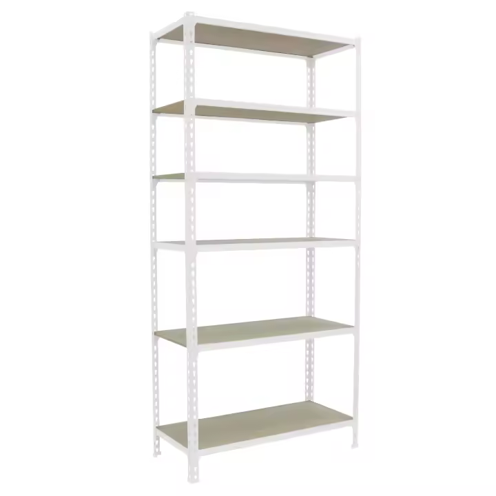 SimonRack Estanteria Metalica Almacenaje de Acero, 2500x800x300 mm, 6 Baldas Madera, Soporta 150 kg de Punto Flexión por balda, Blanco/Madera - Maderclick - 1