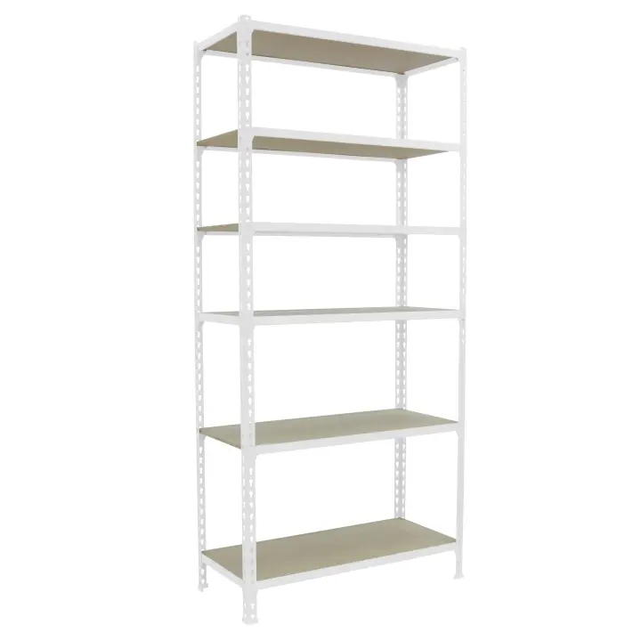 SimonRack Estanteria Metalica Almacenaje de Acero, 2500x1000x400 mm, 6 Baldas Madera, Soporta 150 kg de Punto Flexión por balda, Blanco/Madera - Maderclick - 1