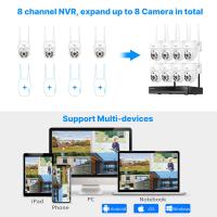 Hiseeu sistema de cámara de seguridad, NVR de 10 canales, video HD de 5MP, WiFi de 2.4GHz, audio bidireccional, detección de movimiento, visión nocturna en color, giro de 355° y inclinación de 90°, impermeable IP66, Visión nocturna - details 4