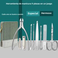 Set De Manicura Profesional 9 En 1 De Alta Calidad Con Estuche De Cuero Herramienta De Cuidado Personal Clippers De Acero Inoxidable - details 2