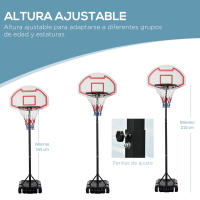 HOMCOM Canasta de Baloncesto de Pie Ajustable de 194-249 cm con Base Rellenable de Agua 30 kg o Arena 35 kg y Ruedas de Transporte para Niños y Adultos Multicolor - details 3