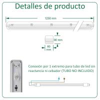 VZLED - Pantalla estanca para tubo led 120 cm (SIN TUBO), pantalla estanca, iluminación industrial, iluminación para garaje, iluminación fluorescente led, pantalla fluorescente estanca (Packs de 1, 2 y 5 uds para 1 tubo 120 cm SIN TUBO) - details 1