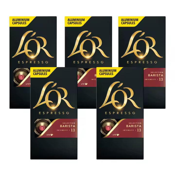 Pack 5 x L'OR Espresso Café Cápsulas Barista 10 Uds Compatibles con Maquina Nespresso - Qumir - 1