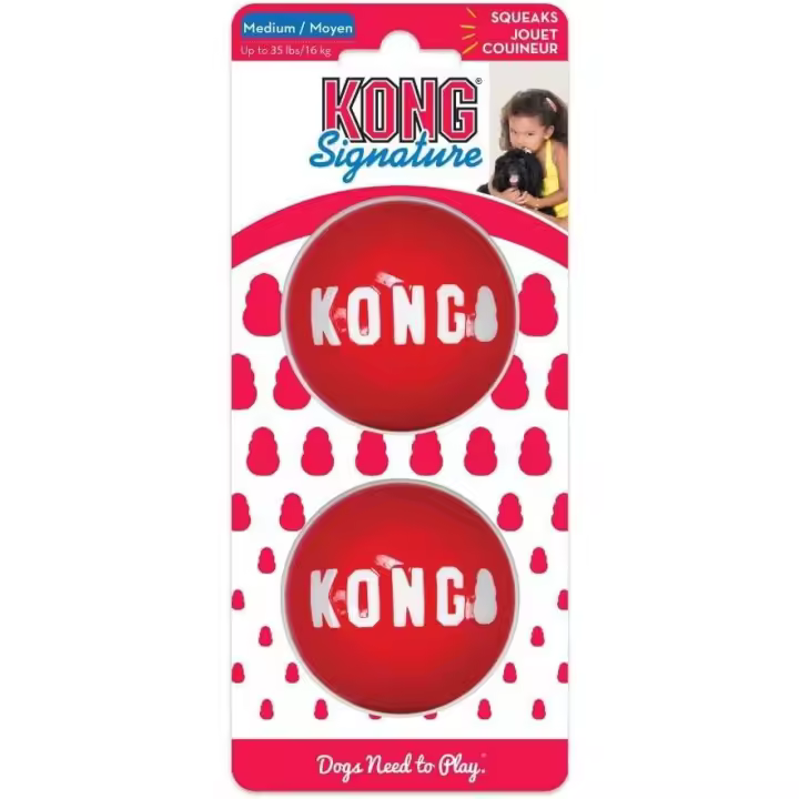 KONG – Pack de 2 Signature Balls - Juguete de Recompensa Duradero - Para Perros Medianos o grandes. Pelotas macizas para perros - 1