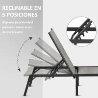 Outsunny Tumbona de Ratán Reclinable Plegable Tumbona de Jardín con Respaldo Ajustable en 5 Niveles y Marco de Acero Carga 150 kg para Patio Terraza Gris Claro Degradado - details 10