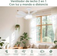 Ventilador base con Luz LED, ventilador de techo con base E27, 5 Aspas, motor DC 6 velocidades regulables, 6000K, ideal para Baños, dormitorios, garajes, y 50 CM) - details 3