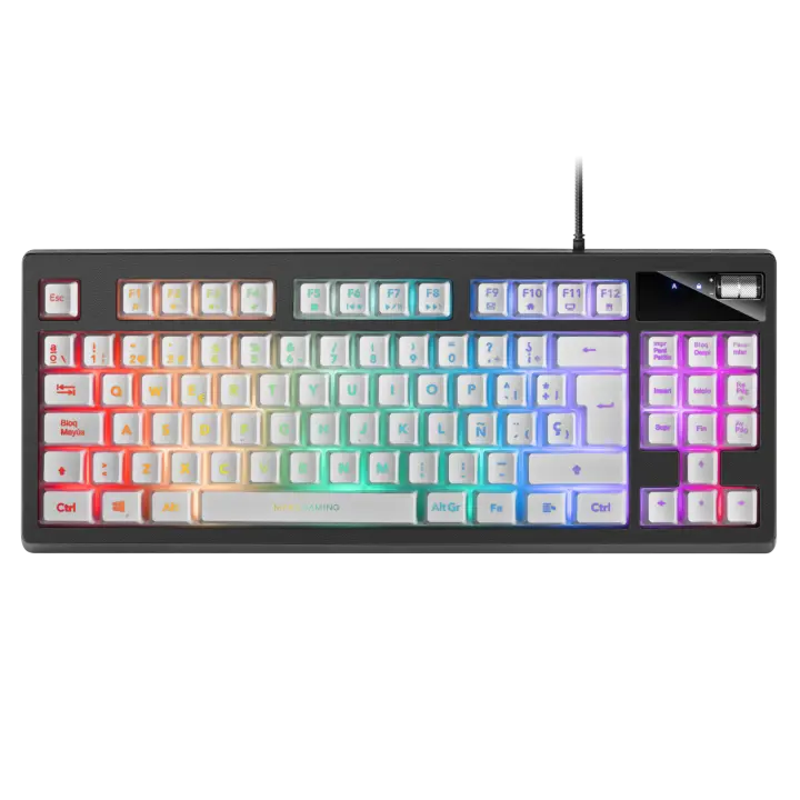 Mars Gaming MKAX, Teclado Compacto TKL H-Mech, Iluminación RGB 9 Efectos, Reposamuñecas Gel, Tecaldo Gaming con Idioma Español en Negro, Rosa o Blanco - 1
