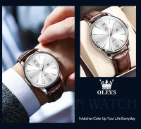 Reloj De Negocios Lujo Para Hombre OLEVS Con Correa De Cuero Resistente Al Agua Y a La Choque Movimiento Cuarzo Display Numeral Romano Estilo Casual - details 3