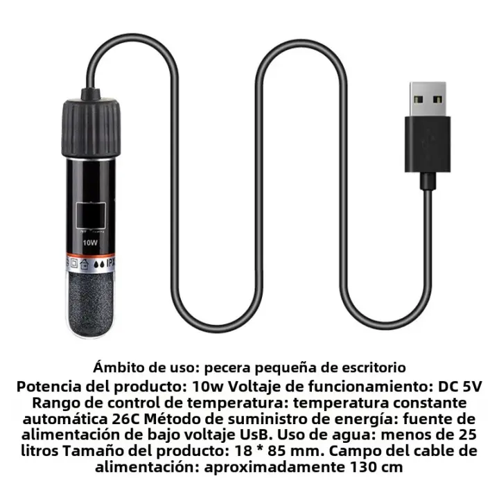 Calentador De Acuario USB Mini Para Pequeño Tanque De Peces 26°C Temperatura Constante Submersible Termostato Calentador 10W - 1