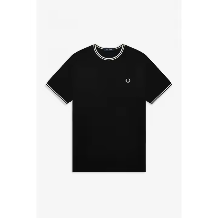 Camiseta Fred Perry Cuello Redondo Ribete Dos Franjas - 1