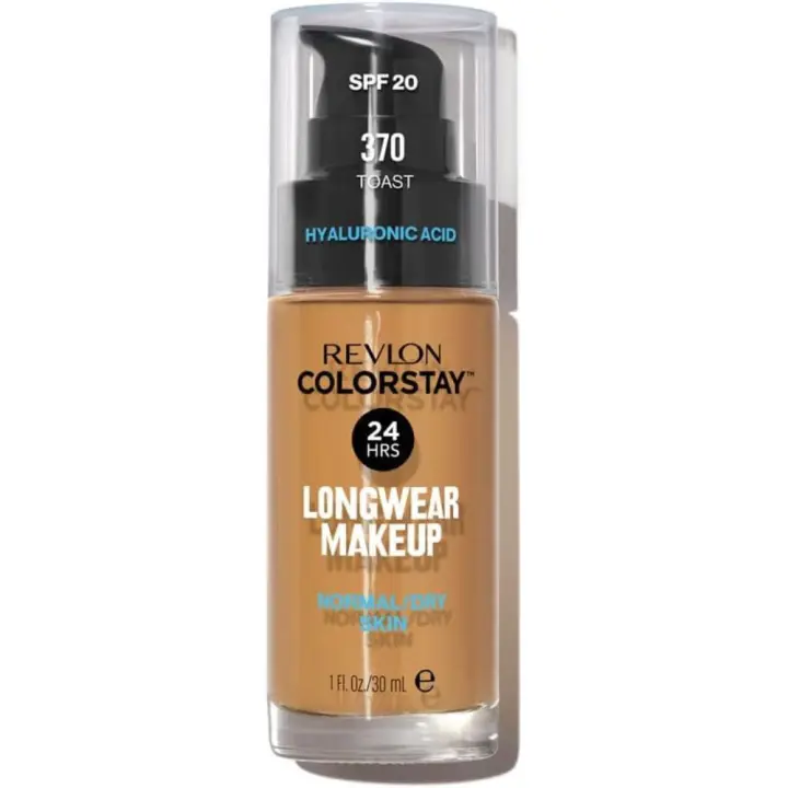 Revlon ColorStay 370 Base de Maquillaje de Larga Duración, 24H, para Piel Normal/Seca, Fórmula Enriquecida con Ácido Hialurónico, SPF 20, Resistente al Agua... - 1