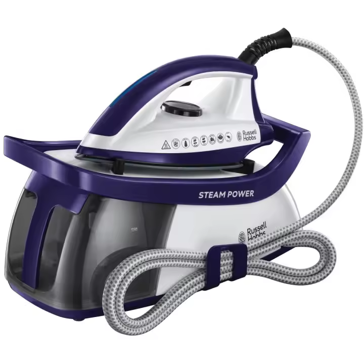 Russell Hobbs Centro de planchado Steam Power morado 24440-56- 2600 W, presión 4,5 bares, golpe de vapor 100g, depósito 1,3 l, suela cerámica, antical - 1