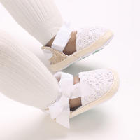 Zapatillas De Verano Para Bebés Niñas 0-18M Con Lazo Casual Sandalias Suave Cómodas Para Primeros Pasos Material Transpirable Tela Y Algodón - details 16