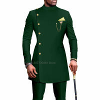 Traje Formal De Hombre Africano Diseño Delgado 2 Piezas Para Boda Prom Fiesta Mejor Hombre Chaqueta Pantalones Material COTON Wool - details 4