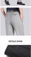 Pantalones Clásicos Para Hombre De Alta Calidad Verano Primavera Otoño Invierno Bizcaíno Casuales Negocios Pantalones Rectos De Cintura Alta Durable Suave Transpirable Antigüice Adecuado Para Oficina Comidas Noches Viajes Social - details 12