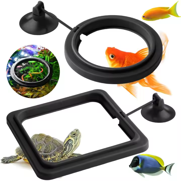 Anillo de alimentación para peces, 2 piezas, comedero para peces de acuario, comedero circular para pecera, accesorios para guppy, bettas, peces de colores, tortugas (negro) - 1