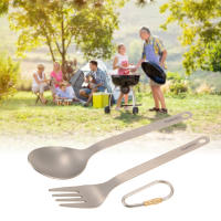 Cuchara De Titanio TOMSHOO Para Uso Doméstico Y Camping Platos Y Cucharas De Titanio Para Exteriores Sin Plegar Sin Descartables - details 12