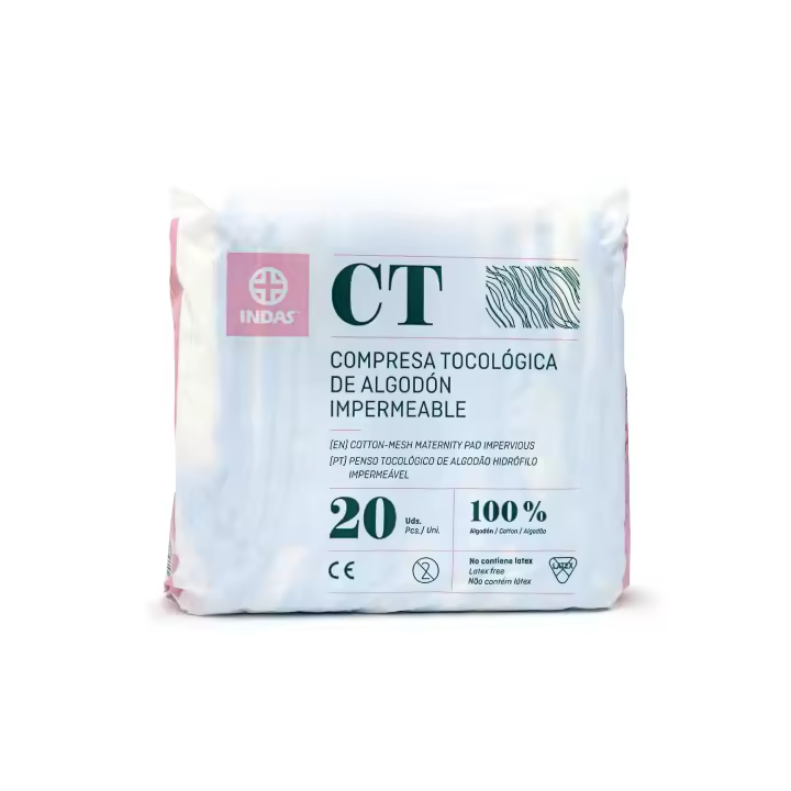Indasec Maternity Compresa Tocológica Algodón Impermeable - 20 Piezas - 1